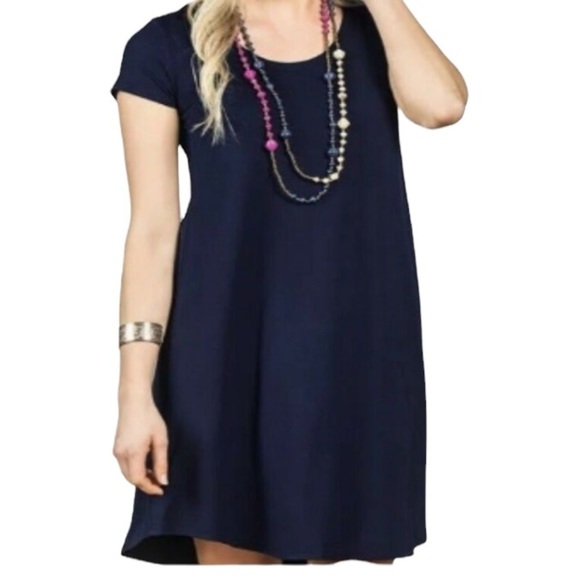 Matilda Jane Dresses & Skirts - Matilda Jane Women’s Navy Scoop-Neck Short-Sleeve Flowy T-shirt Dress EUC Size M